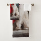 Malteser Hund in Schnee Weihnachten Badhandtuch Set (Insitu)
