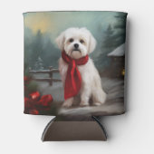Malteser Hund in Schnee Weihnachten Dosenkühler (Vorderseite)