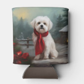 Malteser Hund in Schnee Weihnachten Dosenkühler (Rückseite)