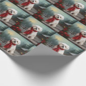 Malteser Hund in Schnee Weihnachten Geschenkpapier (Ecke)