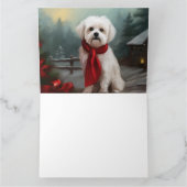 Malteser Hund in Schnee Weihnachten Karte (Innenseite)
