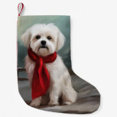 Malteser Hund in Schnee Weihnachten Kleiner Weihnachtsstrumpf (Vorderseite)