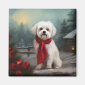 Malteser Hund in Schnee Weihnachten Magnet (Vorne)