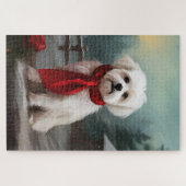 Malteser Hund in Schnee Weihnachten Puzzle (Horizontal)