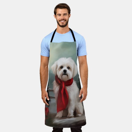 Malteser Hund in Schnee Weihnachten Schürze (Getragen)