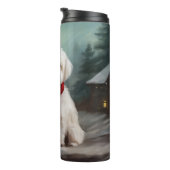 Malteser Hund in Schnee Weihnachten Thermosbecher (Nach rechts gedreht)