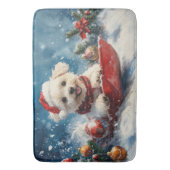 Malteser Hund in Sledge Lass es Schnee Weihnachten Badematte (Vorderseite Vertikal)