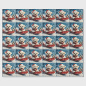 Malteser Hund in Sledge Lass es Schnee Weihnachten Geschenkpapier (Flach)