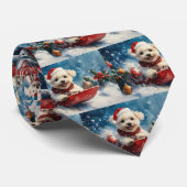 Malteser Hund in Sledge Lass es Schnee Weihnachten Krawatte (Gerollt)