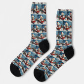 Malteser Hund in Sledge Lass es Schnee Weihnachten Socken (Linkes Detail)
