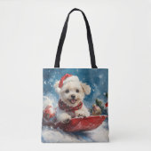 Malteser Hund in Sledge Lass es Schnee Weihnachten Tasche (Vorderseite)