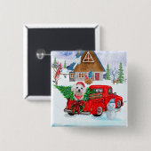 Malteser Hund in Weihnachten Lkw Schnee Button (Vorne & Hinten)
