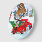 Malteser Hund in Weihnachten Lkw Schnee Große Wanduhr (Winkel)