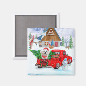 Malteser Hund in Weihnachten Lkw Schnee Magnet (Vorderseite/Rückseite)
