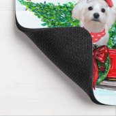 Malteser Hund in Weihnachten Lkw Schnee Mousepad (Ecke)