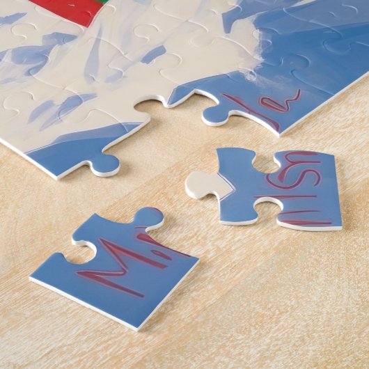 Malteser Hund läuft im Schnee mit Weihnachtshut Puzzle (Seite)