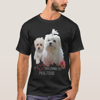 Malteser Hund liebt Hunde Fan Liebe Design Quote T-Shirt