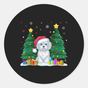Malteser Hund liebt Weihnachtsmannmütze Ugly Chris Runder Aufkleber