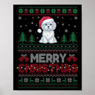 Malteser Hund liebt Weihnachtsmannmütze Weihnachts Poster
