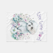 Malteser Hund Mama Floral Fleecedecke (Vorderseite (Horizontal))