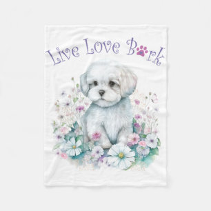 Malteser Hund Mama Floral Fleecedecke
