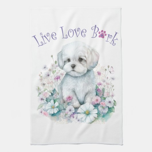 Malteser Hund Mama Floral Geschirrtuch (Vertikal)