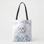 Malteser Hund Mama Floral Tasche (Vorderseite)