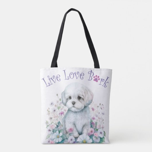 Malteser Hund Mama Floral Tasche (Rückseite)