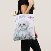 Malteser Hund Mama Floral Tasche (Von Nahem)