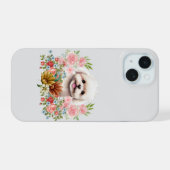 Malteser Hund mit Blume, Niedlich maltesischer Wel iPhone 15 Hülle (Rückseite (Horizontal))