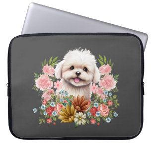 Malteser Hund mit Blume, Niedlich maltesischer Wel Laptopschutzhülle