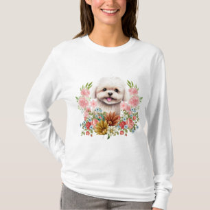 Malteser Hund mit Blume, Niedlich maltesischer Wel T-Shirt