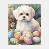 Malteser Hund mit Ostereier Urlaub Fleecedecke (Vorderseite)