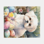 Malteser Hund mit Ostereier Urlaub Fleecedecke (Vorderseite (Horizontal))
