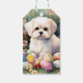 Malteser Hund mit Ostereier Urlaub Geschenkanhänger (Rückseite)