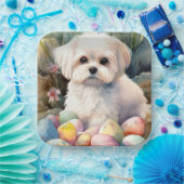 Malteser Hund mit Ostereier Urlaub Pappteller (Party)