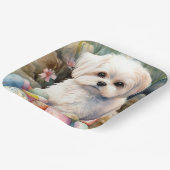 Malteser Hund mit Ostereier Urlaub Pappteller (Gewinkelt)