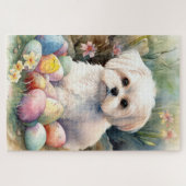 Malteser Hund mit Ostereier Urlaub Puzzle (Horizontal)