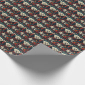 Malteser Hund mit Weihnachtsgeschenken Feuerplatz Geschenkpapier (Ecke)