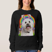 Malteser Hund Ostern Bunny Egg Hunt Sweatshirt (Vorderseite)