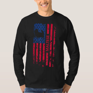 Malteser Hund Patriotische amerikanische Flagge 4. T-Shirt