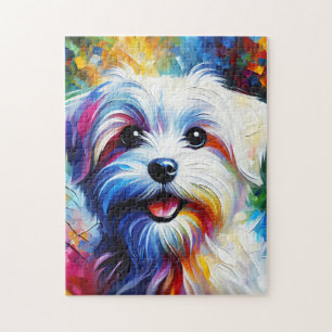 Malteser-Hund-Porträt Acryl-Kunst-Druck Hundeliebh Puzzle