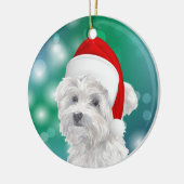 Malteser Hund Rote Weihnachtsmannmütze Weihnachten Keramik Ornament (Links)