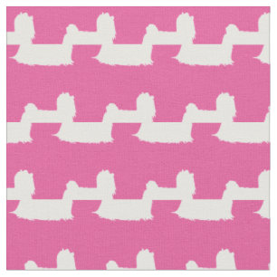 Malteser-Hund-Silhouette Haustier Rosa Stoff