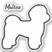 Malteser Hund Silhouette Vinyl Sticker (Vorderseite)