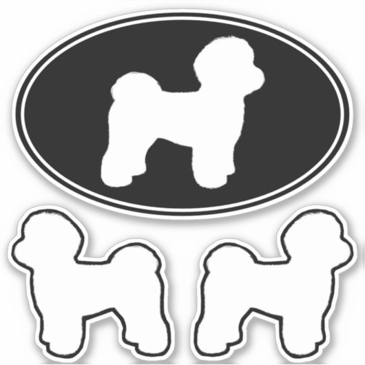 Malteser Hund Silhouetten Vinyl Sticker Set (Vorderseite)