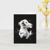 Malteser Hund Spielerischer Hund Lover Karte (Gelbe Blume)