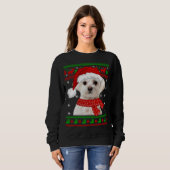 Malteser Hund Ugly Sweater Christmas Welpe Hund Lo Sweatshirt (Vorne ganz)