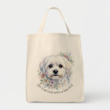 Malteser-Hund Vorder- und Rückansicht Aquarell-Tra
