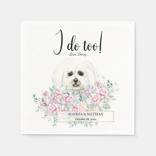 Malteser Hund Wedding Cocktail Napkins Serviette (Vorderseite)